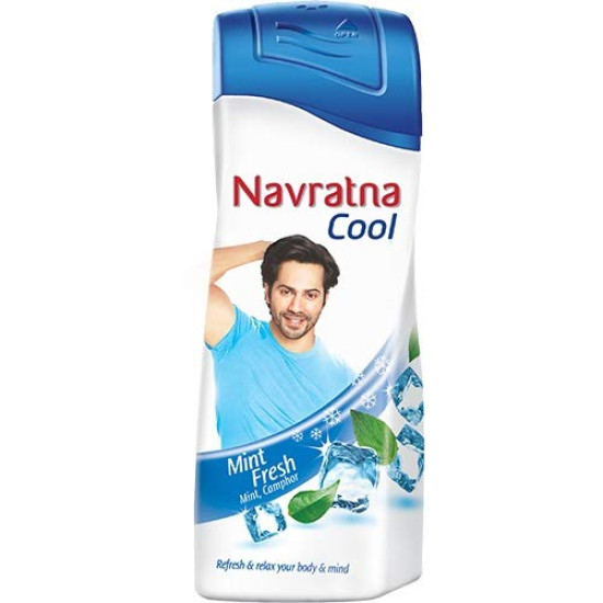 Navratna Cool Talc Mint Fresh, 50g - Refreshing Herbal Aroma Therapy