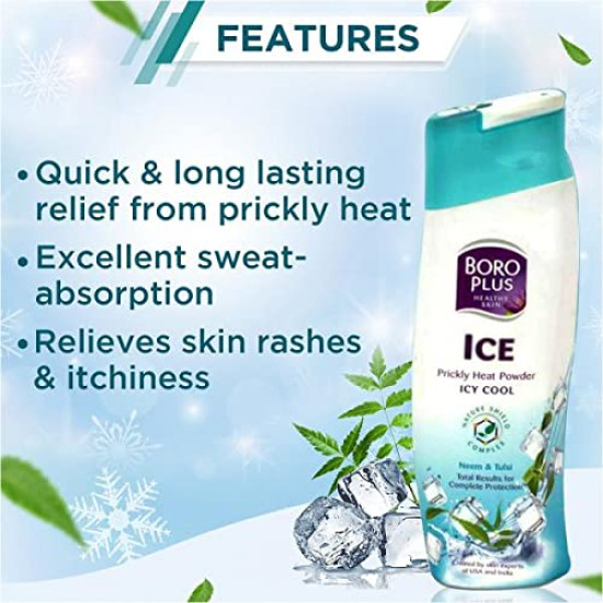 BORO PLUS ICE Prickly Heat Powder - Icy Cool Relief with Skin Loving Herbs
