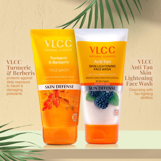 VLCC Turmeric & Berberis Face Wash - Anti Tan Skin Lightening - 150ml X 2