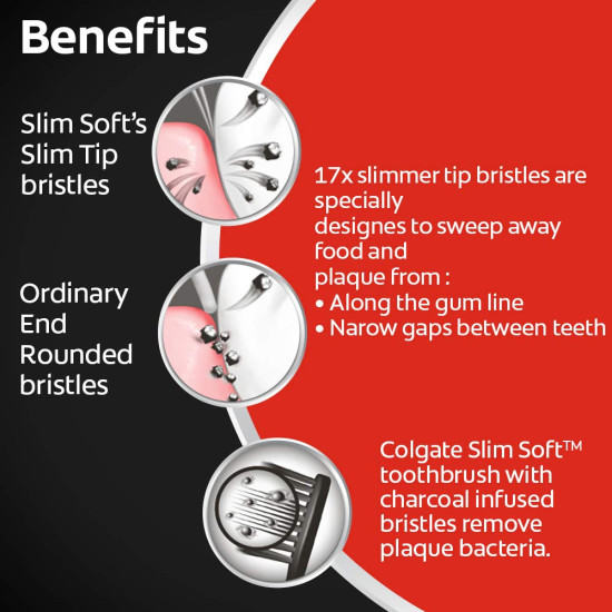 Colgate Charcoal Gentle Deep Cleaning Manual Toothbrush - Slim Soft Bristles