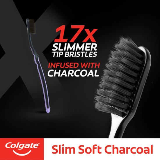 Colgate Charcoal Gentle Deep Cleaning Manual Toothbrush - Slim Soft Bristles