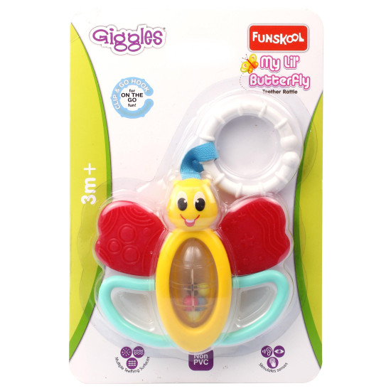 Giggles Funskool My Lil Butterfly Teether Rattle - Multi-Textured Sensory Toy