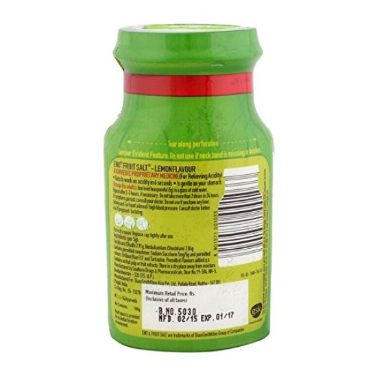 Eno Fruit Salt - Lemon, 100g Bottle - Fast Relief from Indigestion