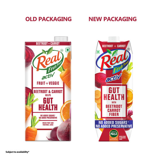 DABUR Real Activ Beetroot Carrot Fruit Juice - No Added Sugars & Preservatives
