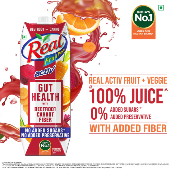 DABUR Real Activ Beetroot Carrot Fruit Juice - No Added Sugars & Preservatives