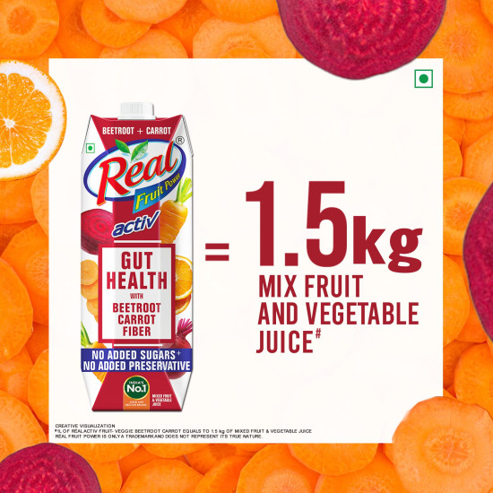 DABUR Real Activ Beetroot Carrot Fruit Juice - No Added Sugars & Preservatives