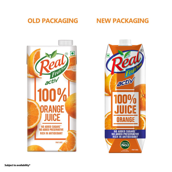 Real Activ 100% Orange Fruit Juice - No Added Sugars & Preservatives