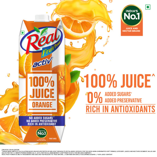 Real Activ 100% Orange Fruit Juice - No Added Sugars & Preservatives