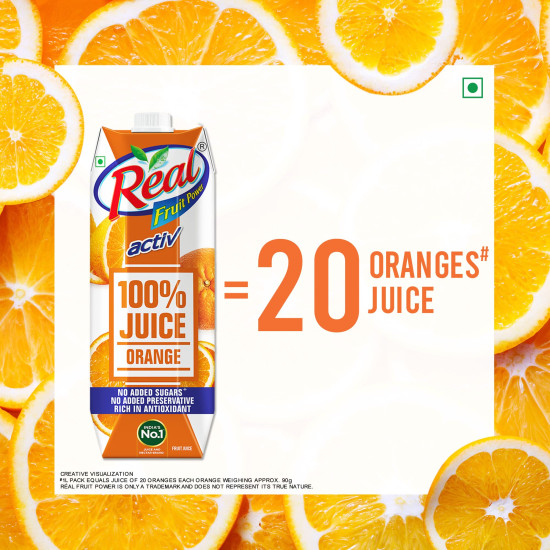 Real Activ 100% Orange Fruit Juice - No Added Sugars & Preservatives