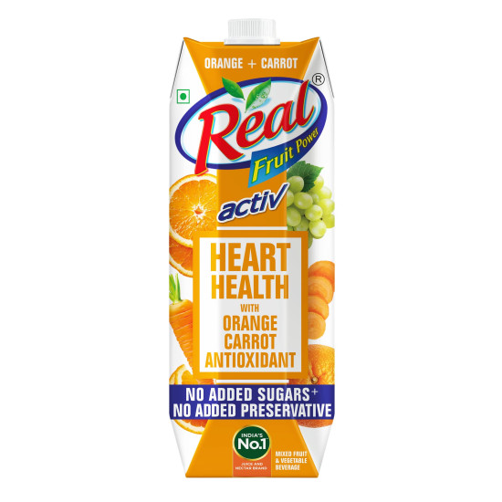 Real Activ Orange Carrot Fruit Juice - No Added Sugars & Preservatives