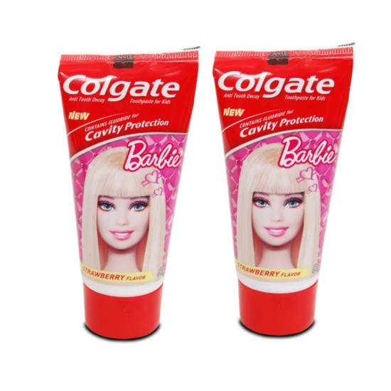 Colgate Kids Barbie Red Toothpaste - Strawberry Flavor for Cavity Protection