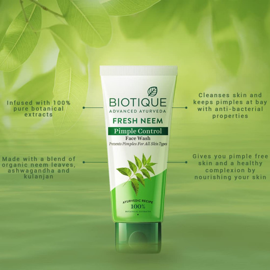 Biotique Fresh Neem Pimple Control Face Wash - 100% Botanical Extracts
