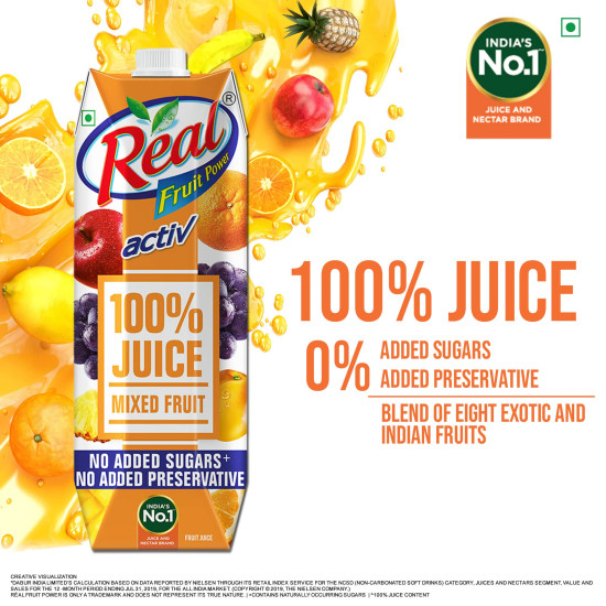 DABUR Real Activ 100% Mixed Fruit Juice - Pure and Natural