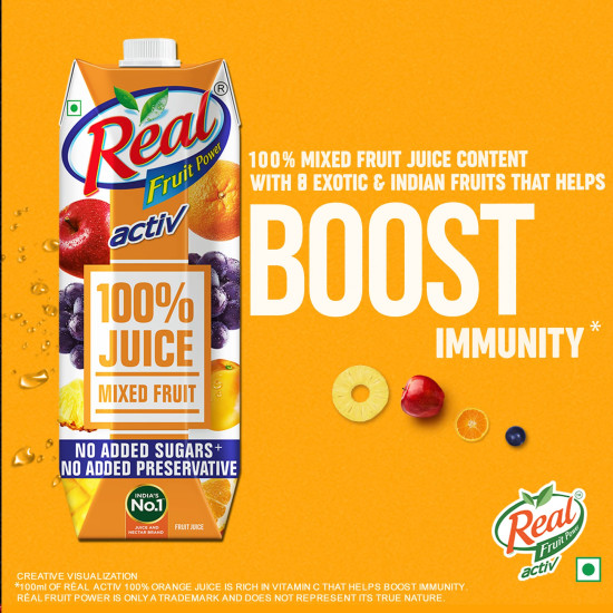 DABUR Real Activ 100% Mixed Fruit Juice - Pure and Natural