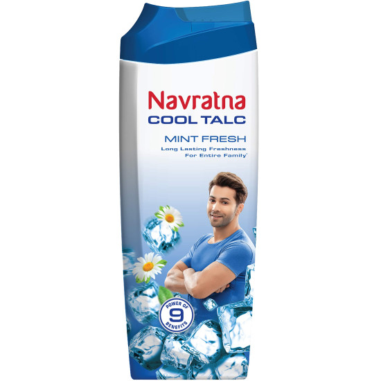 Navratna Cool Mint Fresh Talc - Instant Sweat Absorption & Cooling Effect