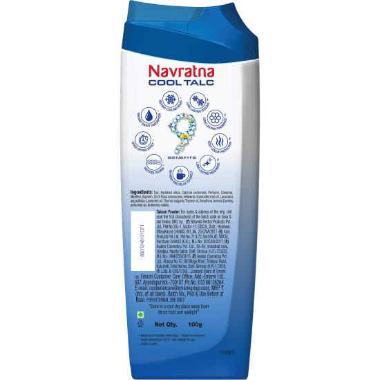 Navratna Cool Mint Fresh Talc - Instant Sweat Absorption & Cooling Effect