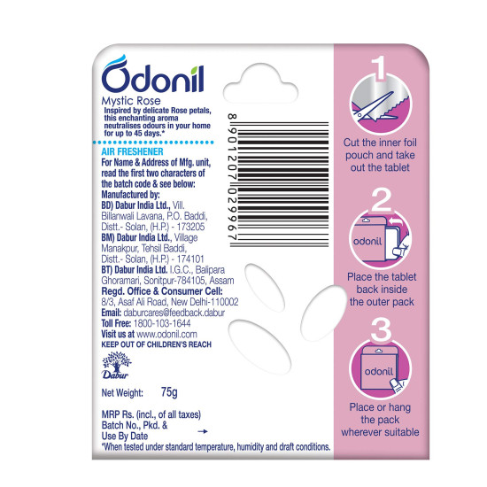 Odonil Bathroom Air Freshener Blocks – Mystic Rose 75g - Long-lasting Fragrance