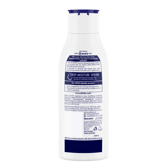 NIVEA Express Hydration 200ml Body Lotion - 48H Moisturization & Hydration