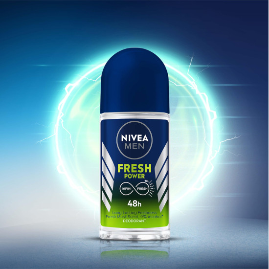 Nivea Deodorant Roll On, Fresh Power for Men - Long-lasting Freshness