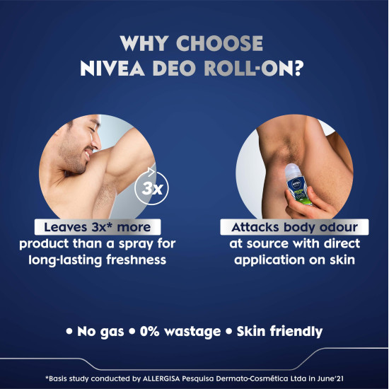 Nivea Deodorant Roll On, Fresh Power for Men - Long-lasting Freshness