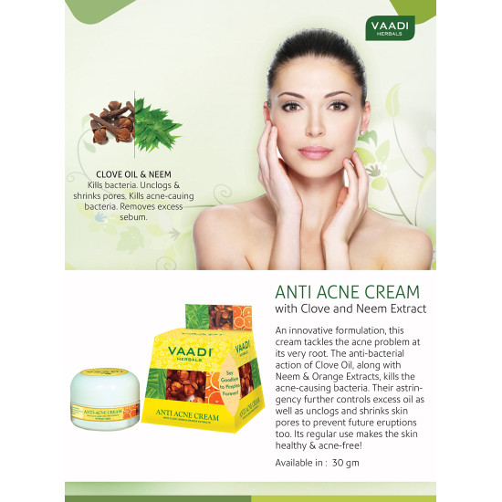 Vaadi Herbals Anti Acne Cream - Clove and Neem Extract for Clear Skin