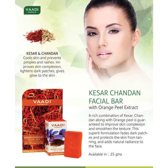Vaadi Herbals Kesar Chandan Facial Bars - Natural Glow with Orange Peel