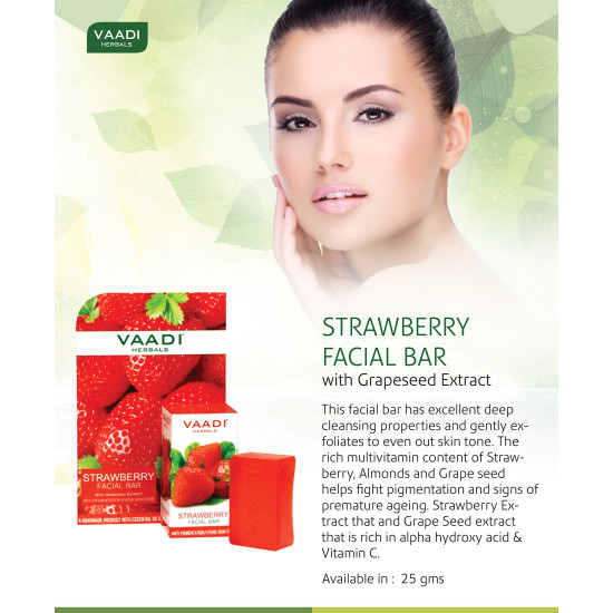 Vaadi Herbals Strawberry Facial Bars with Grape Seed Extract - Revitalizing Skincare