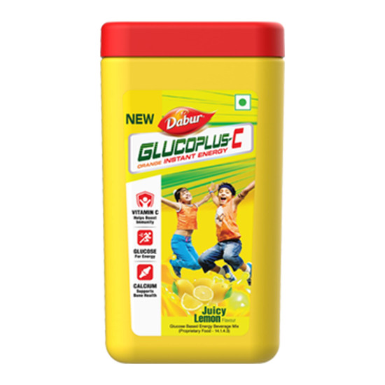 Dabur GlucoPlus-C Instant Energy Glucose - Lemon Flavour | Boosts Immunity & Supports Bone Health