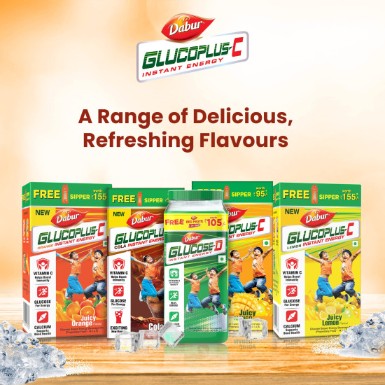 DABUR Glucoplus-C Instant Energy Glucose Orange Flavour - Boosts Energy & Immunity