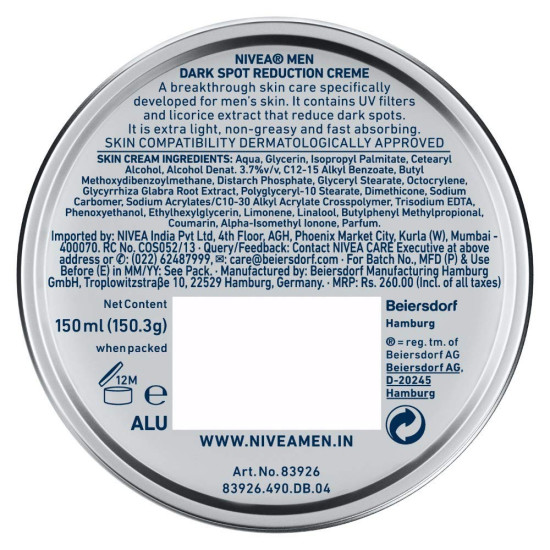 Nivea Men Creme - Dark Spot Reduction, Non-Greasy Moisturizer
