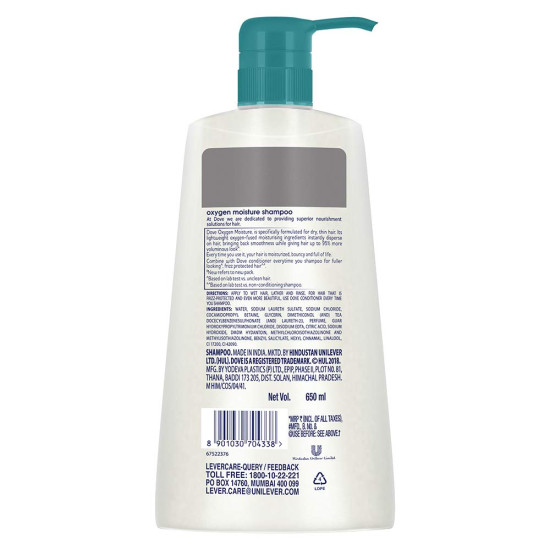 Dove Oxygen Moisture Shampoo - 95% More Volume for Flat Hair