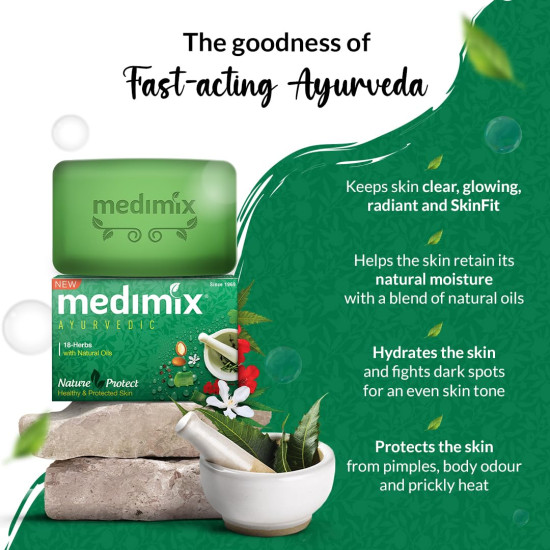 Medimix Ayurvedic Classic 18 Herbs Bathing Soap 125g - Natural Oils for Healthy Skin