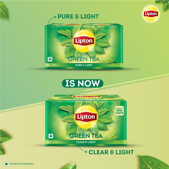 Lipton Clear & Light Green Tea Bags - 100 Pcs, 130 Grams
