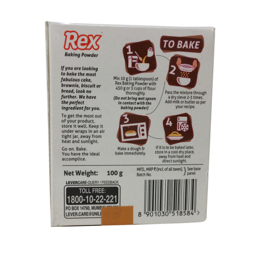 REX Baking Powder - 100g Carton - Perfect for Baking