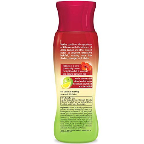 Dabur Vatika Enriched Coconut Hair Oil with Hibiscus - For Thicker, Stronger Hair