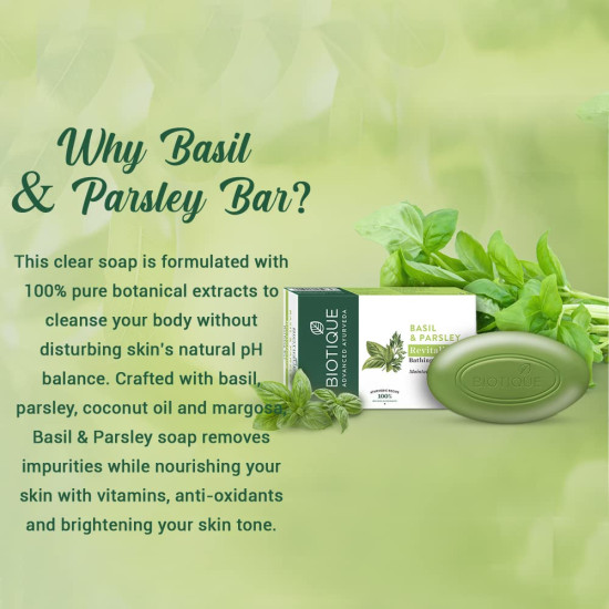 Biotique Basil & Parsley Revitalizing Bathing Bar - Ayurvedic & Organically Pure