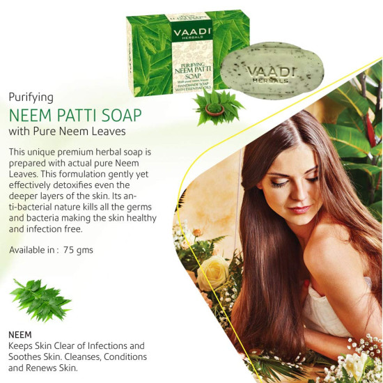 Vaadi Herbals Neem Patti Soap - Pure Neem Leaves for Natural Skin Care