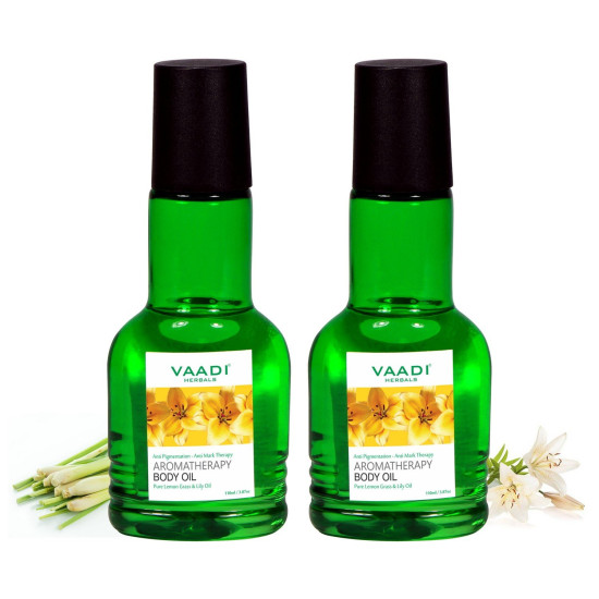 Vaadi Herbals Aromatherapy Body Oil - Lemongrass & Lily, 110ml x 2