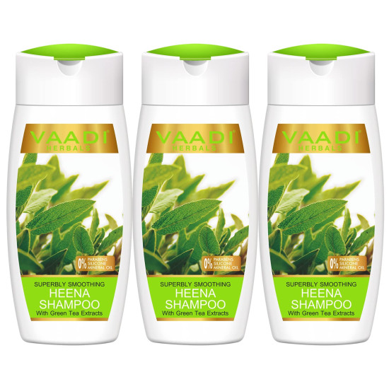 Vaadi Herbals Value Superbly Smoothing Heena Shampoo with Green Tea Extracts - Deep Conditioning & Shine