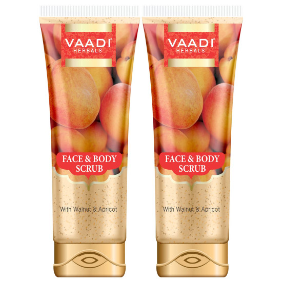Vaadi Herbals Face and Body Scrub with Walnut and Apricot - Exfoliate and Nourish