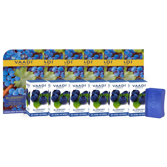 Vaadi Herbals Blueberry Facial Bars - Super Value Pack with Mint Extract