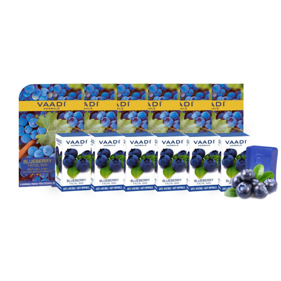 Vaadi Herbals Blueberry Facial Bars - Super Value Pack with Mint Extract