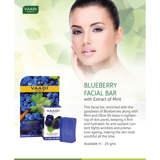 Vaadi Herbals Blueberry Facial Bars - Super Value Pack with Mint Extract