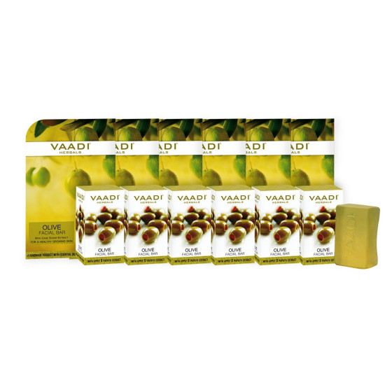 Vaadi Herbals Olive Facial Bars - Super Value Pack with Cane Sugar Extract