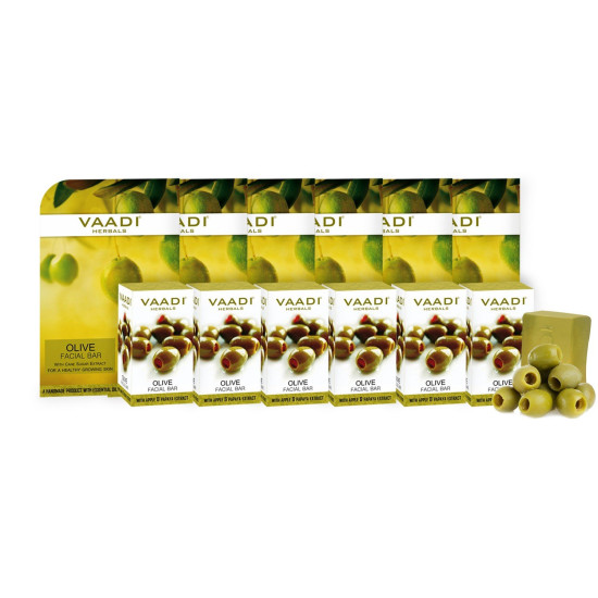 Vaadi Herbals Olive Facial Bars - Super Value Pack with Cane Sugar Extract