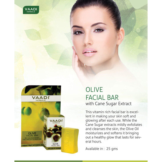Vaadi Herbals Olive Facial Bars - Super Value Pack with Cane Sugar Extract