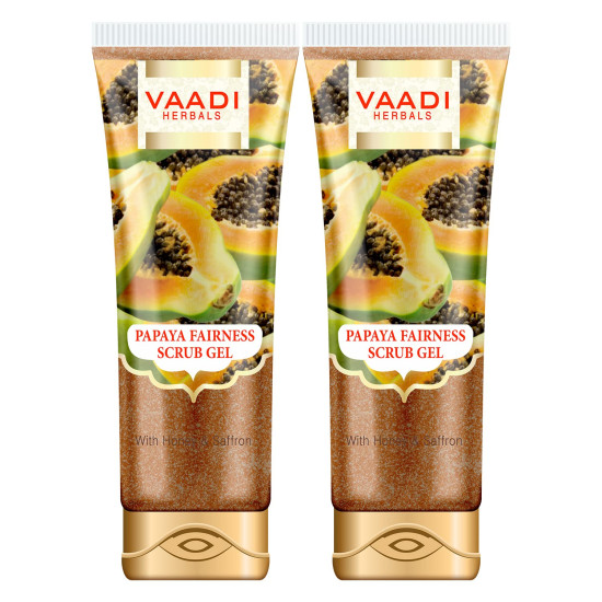 Vaadi Herbals Papaya Fairness Scrub Gel with Honey and Saffron - Glowing Skin Solution