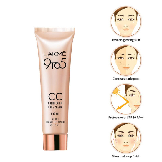Lakme 9 to 5 Complexion Care Cream, Bronze - Smooth Coverage & UV Protection