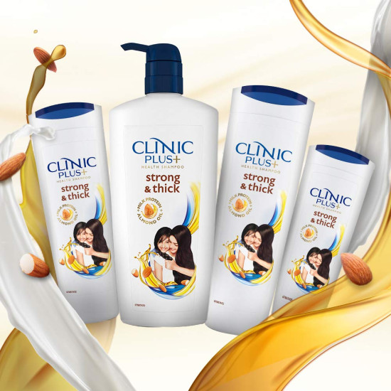 Clinic Plus Strong & Thick Shampoo - Strengthening Formula with Milk Proteins & Almond Oil