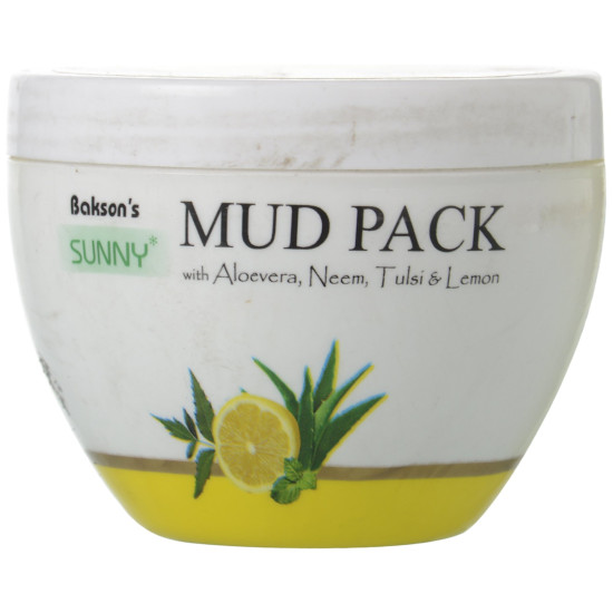 Bakson's Sunny Mud Pack With Aloe Vera Neem Tulsi And Lemon - Glowing Skin Solution Bakson's Sunny Mud Pack With Aloe Vera Neem Tulsi And Lemon - Glowing Skin Solution